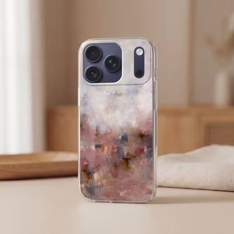 Abstract - Vloeiend - Kunst - Modern - Beige Telefoonhoesje iPhone 17 Pro klein -sfeer2