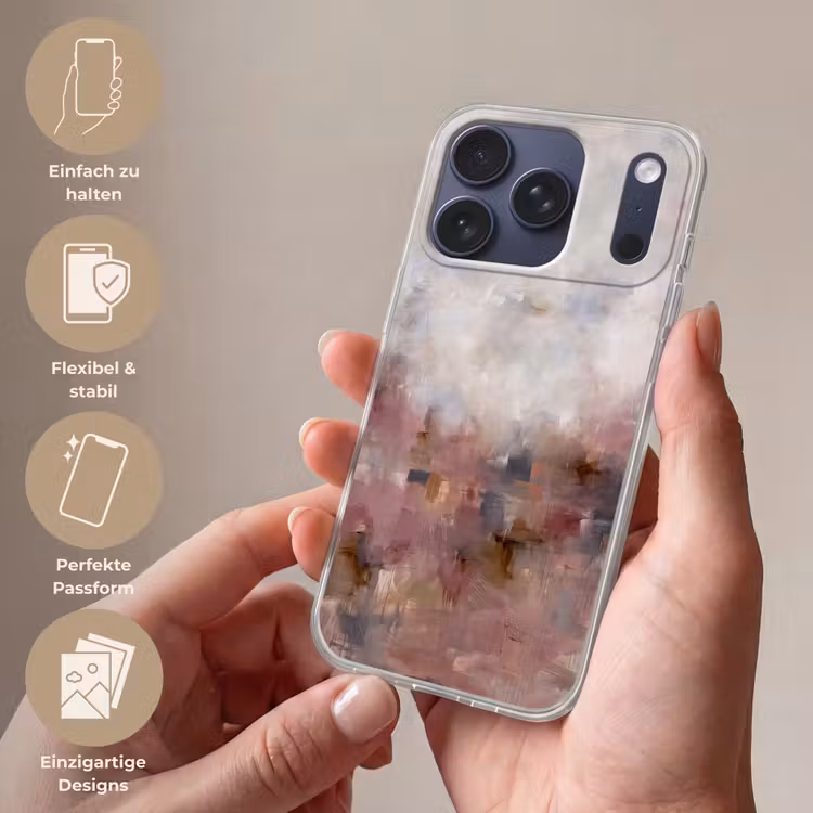 Abstract - Vloeiend - Kunst - Modern - Beige Telefoonhoesje iPhone 17 Pro klein -sfeer3_DE