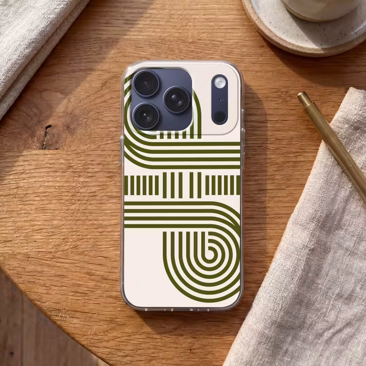Abstract - Vormen - Modern - Groen Telefoonhoesje iPhone 17 Pro klein -sfeer1