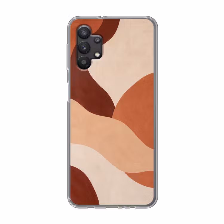 Abstract - Vormen - Organisch - Aardetinten - Modern Telefoonhoesje Samsung Galaxy A32 5G klein -3d