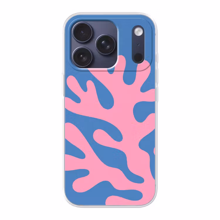 Abstract - Vormen - Roze - Blauw Telefoonhoesje iPhone 17 Pro klein -3d