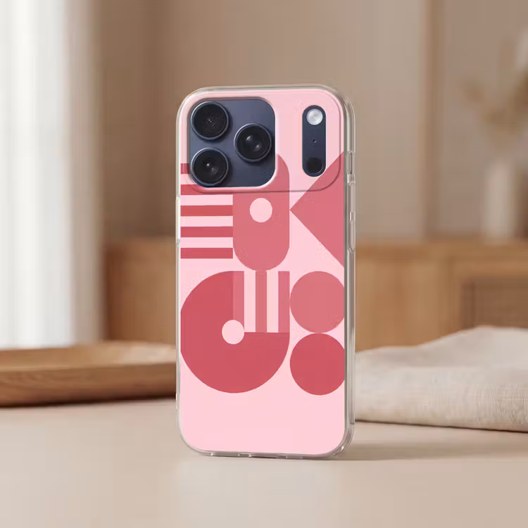 Abstract - Geometrisch - Vormen - Roze Telefoonhoesje iPhone 17 Pro klein -sfeer2