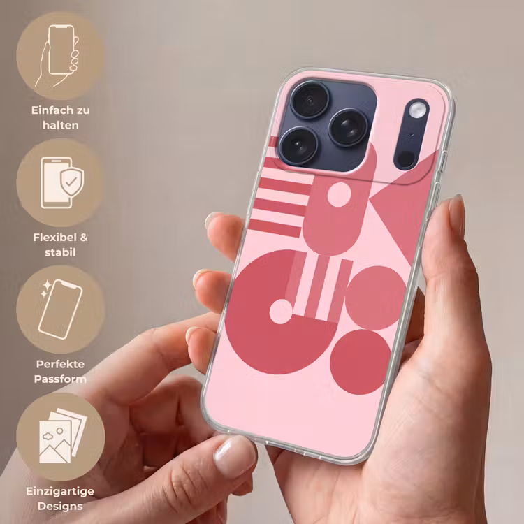 Abstract - Geometrisch - Vormen - Roze Telefoonhoesje iPhone 17 Pro klein -sfeer3_DE