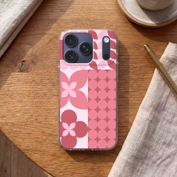Abstract - Geometrisch - Patroon - Modern - Roze Telefoonhoesje iPhone 17 Pro klein -sfeer1