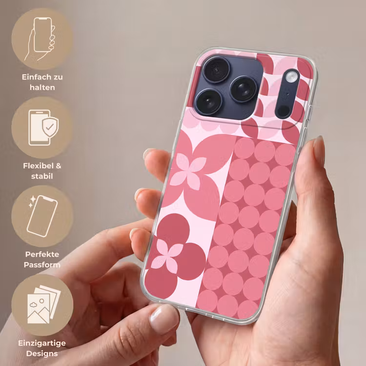 Abstract - Geometrisch - Patroon - Modern - Roze Telefoonhoesje iPhone 17 Pro klein -sfeer3_DE
