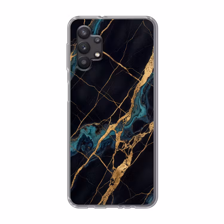 Abstract - Gouden lijnen - Kunst - Modern - Zwart Telefoonhoesje Samsung Galaxy A32 5G klein -3d