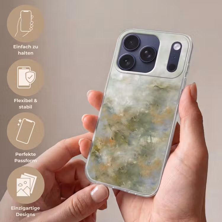 Abstract - Groen - Beige - Modern - Kunst Telefoonhoesje iPhone 17 Pro klein -sfeer3_DE