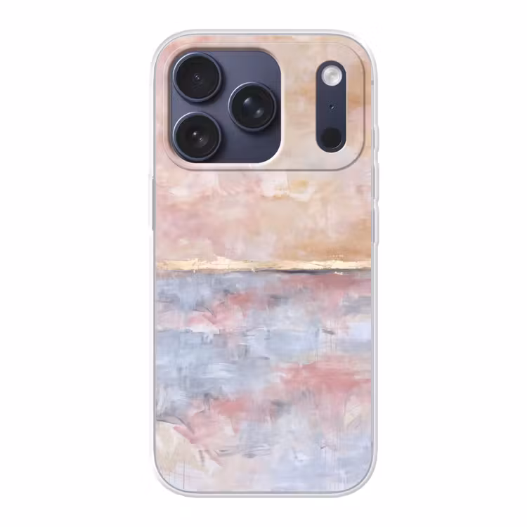 Abstract - Horizontaal - Kunst - Roze - Goud Telefoonhoesje iPhone 17 Pro klein -3d