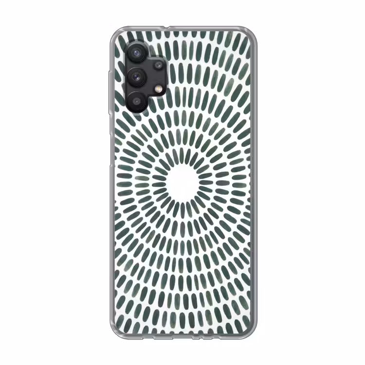 Abstract - Cirkel - Patroon - Modern - Groen Telefoonhoesje Samsung Galaxy A32 5G klein -3d