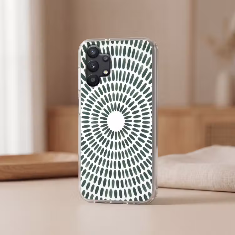 Abstract - Cirkel - Patroon - Modern - Groen Telefoonhoesje Samsung Galaxy A32 5G klein -sfeer2