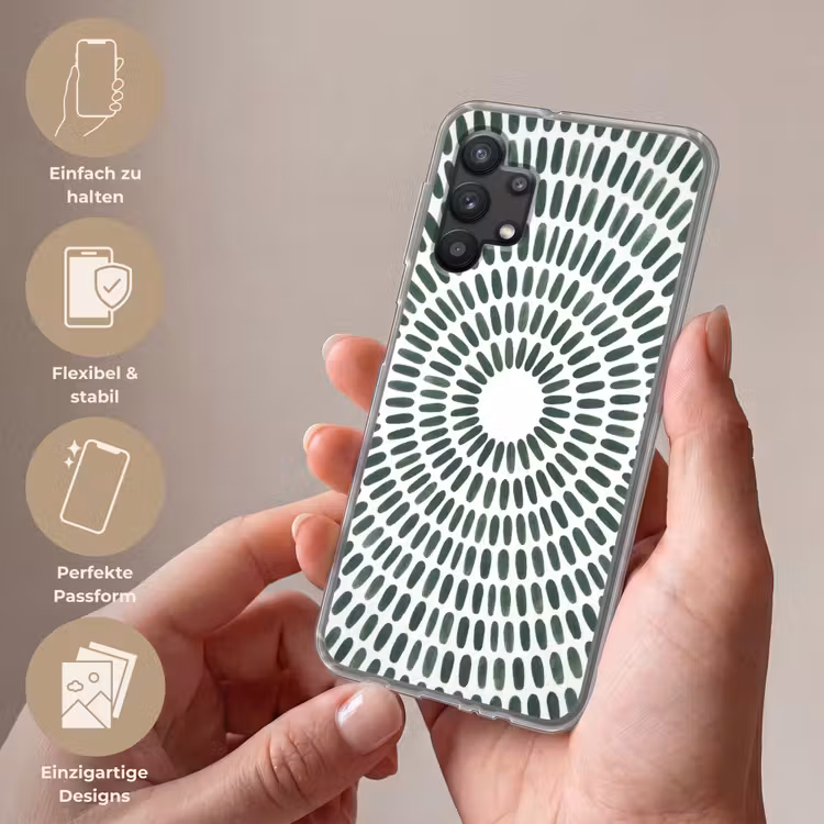 Abstract - Cirkel - Patroon - Modern - Groen Telefoonhoesje Samsung Galaxy A32 5G klein -sfeer3_DE