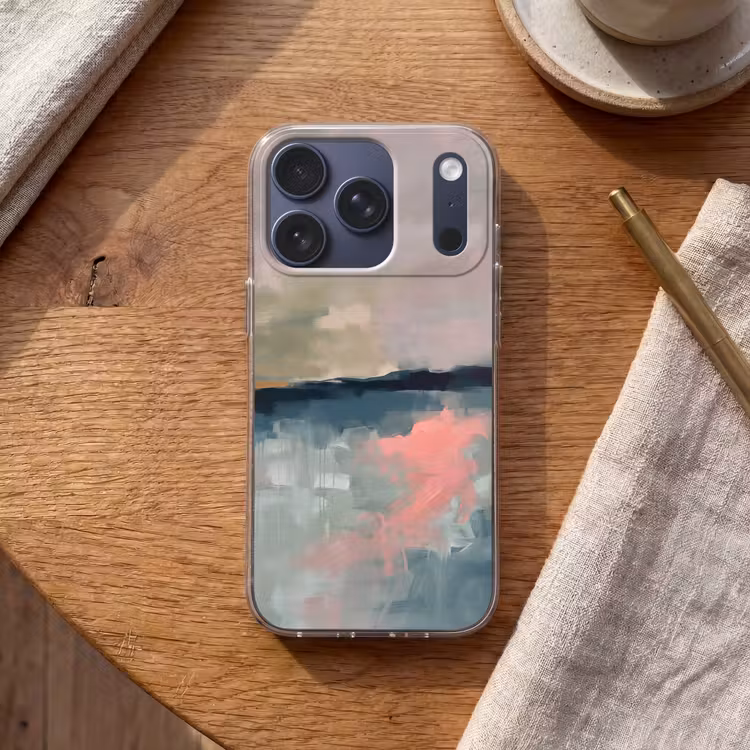 Abstract - Landschap - Kunst - Modern - Groen - Blauw Telefoonhoesje iPhone 17 Pro klein -sfeer1