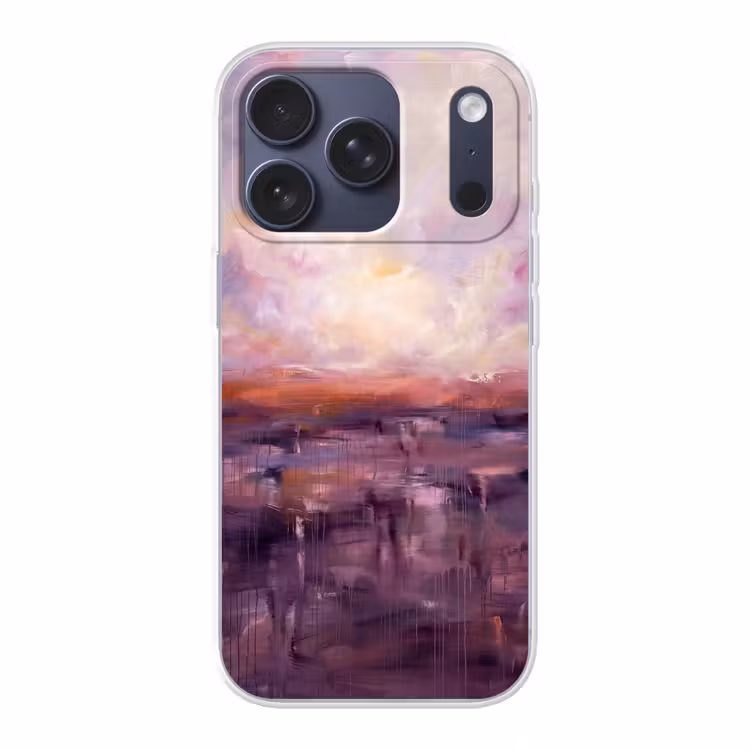 Abstract - Landschap - Modern - Paars - Oranje Telefoonhoesje iPhone 17 Pro klein -3d