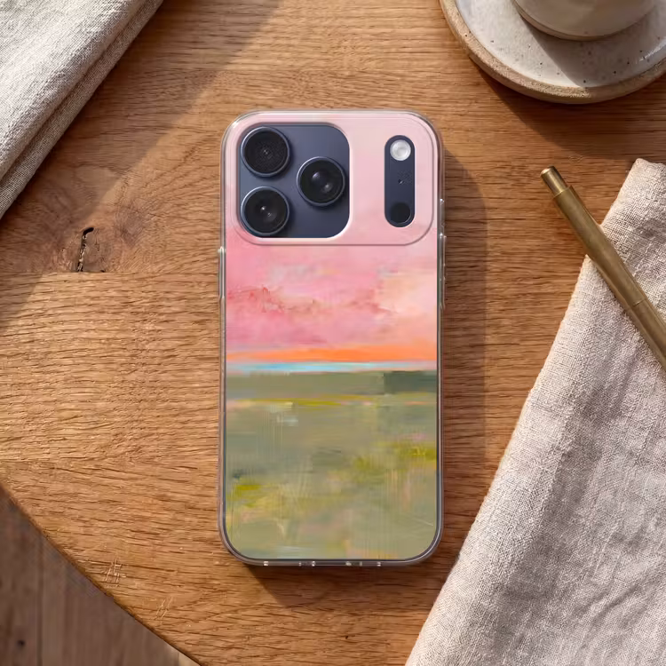 Abstract - Landschap - Modern - Roze - Oranje Telefoonhoesje iPhone 17 Pro klein -sfeer1