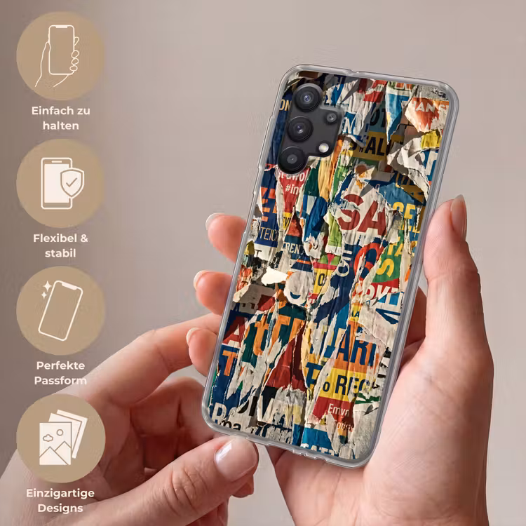Abstract - Gelaagd papier - Urban - Modern - Kleurrijk Telefoonhoesje Samsung Galaxy A32 5G klein -sfeer3_DE