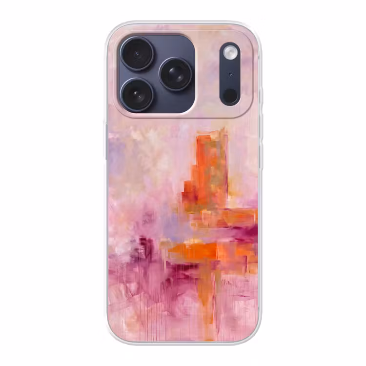 Abstract - Borstelstreken - Kunst - Paars - Goud Telefoonhoesje iPhone 17 Pro klein -3d