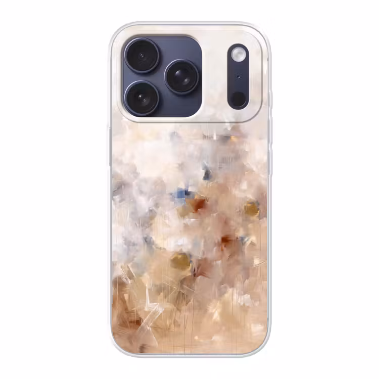 Abstract - Borstelstreken - Modern - Beige - Kunst Telefoonhoesje iPhone 17 Pro klein -3d
