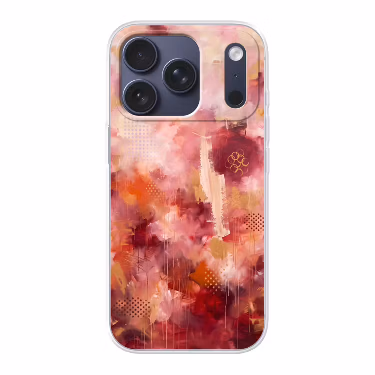 Abstract - Rood - Goud - Modern - Kunst Telefoonhoesje iPhone 17 Pro klein -3d