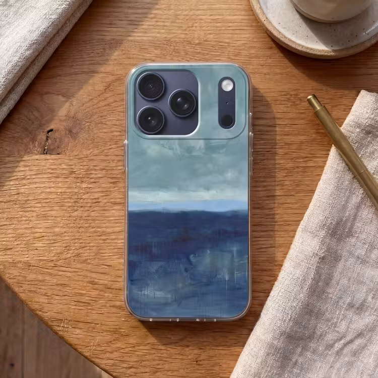 Abstract - Lagen - Rust - Modern - Blauw Telefoonhoesje iPhone 17 Pro klein -sfeer1
