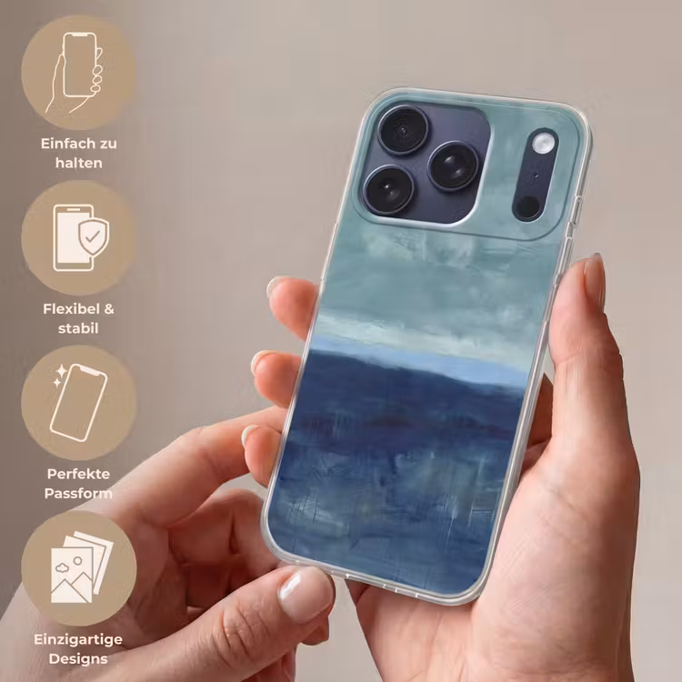 Abstract - Lagen - Rust - Modern - Blauw Telefoonhoesje iPhone 17 Pro klein -sfeer3_DE