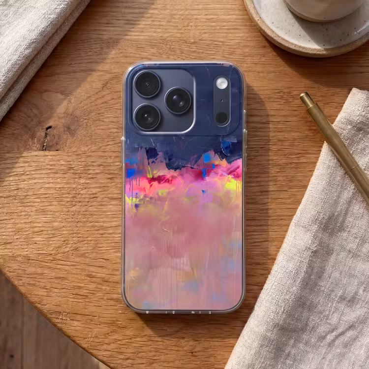 Abstract - Textuur - Kleuren - Modern - Roze Telefoonhoesje iPhone 17 Pro klein -sfeer1