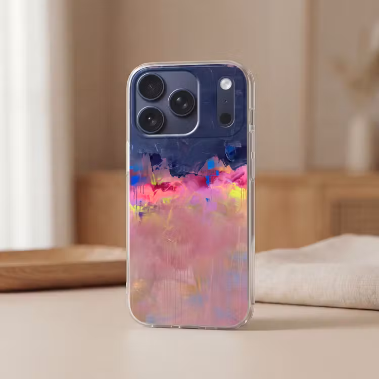 Abstract - Textuur - Kleuren - Modern - Roze Telefoonhoesje iPhone 17 Pro klein -sfeer2