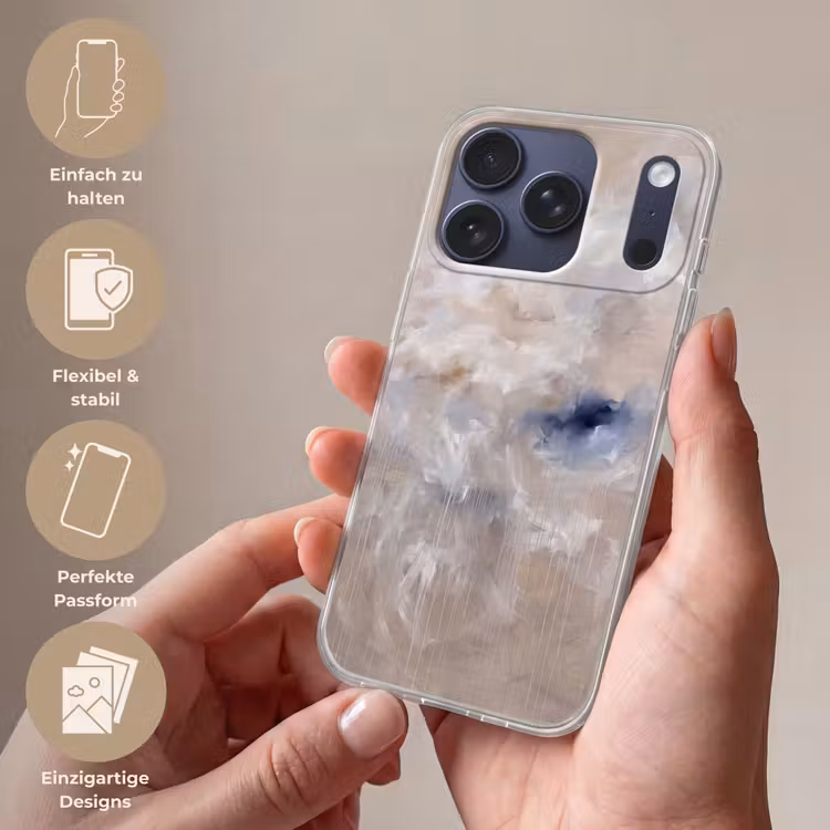 Abstract - Wolken - Sfeer - Modern - Beige Telefoonhoesje iPhone 17 Pro klein -sfeer3_DE
