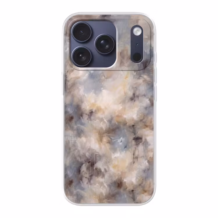 Abstract - Wolken - Sfeervol - Beige - Grijs Telefoonhoesje iPhone 17 Pro klein -3d
