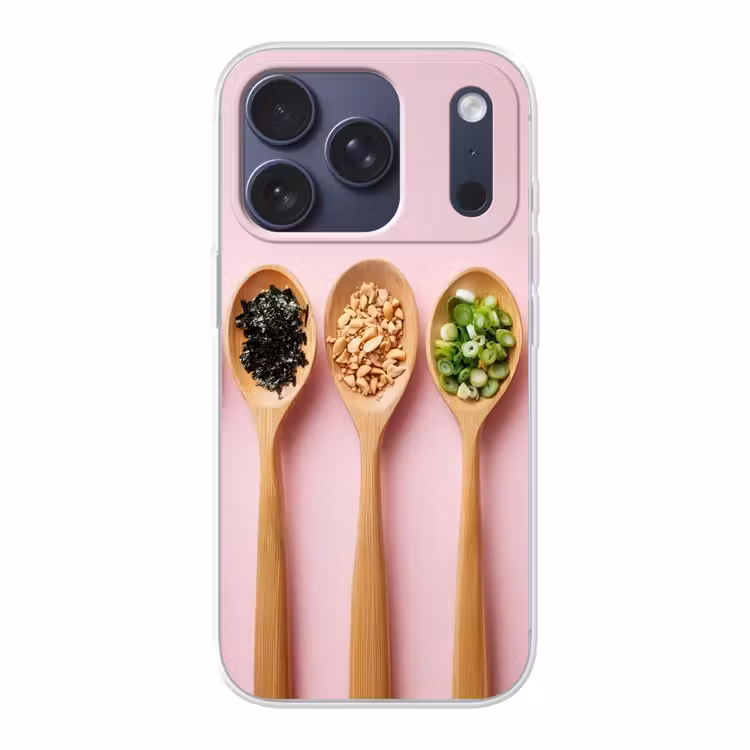 Ingrediënten - Lepels - Hout - Roze Telefoonhoesje iPhone 17 Pro klein -3d