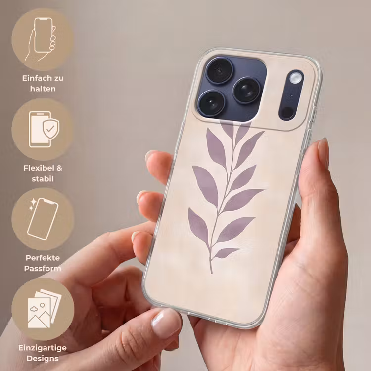 Tak - Bladeren - Minimalistisch - Beige Telefoonhoesje iPhone 17 Pro klein -sfeer3_DE