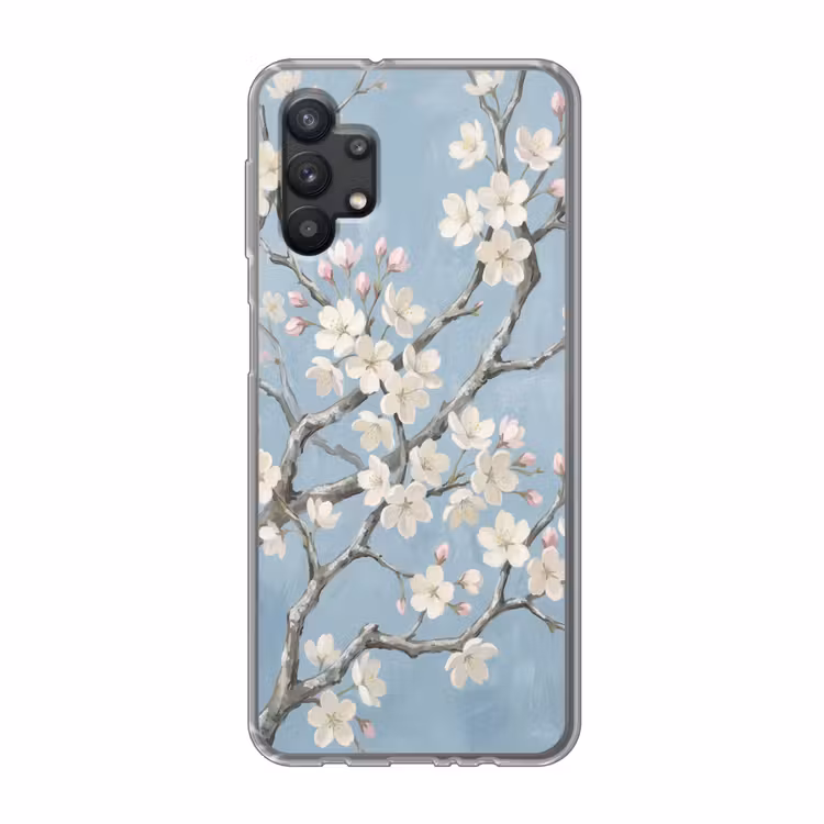 Takken - Kersenbloesem - Blauw Telefoonhoesje Samsung Galaxy A32 5G klein -3d