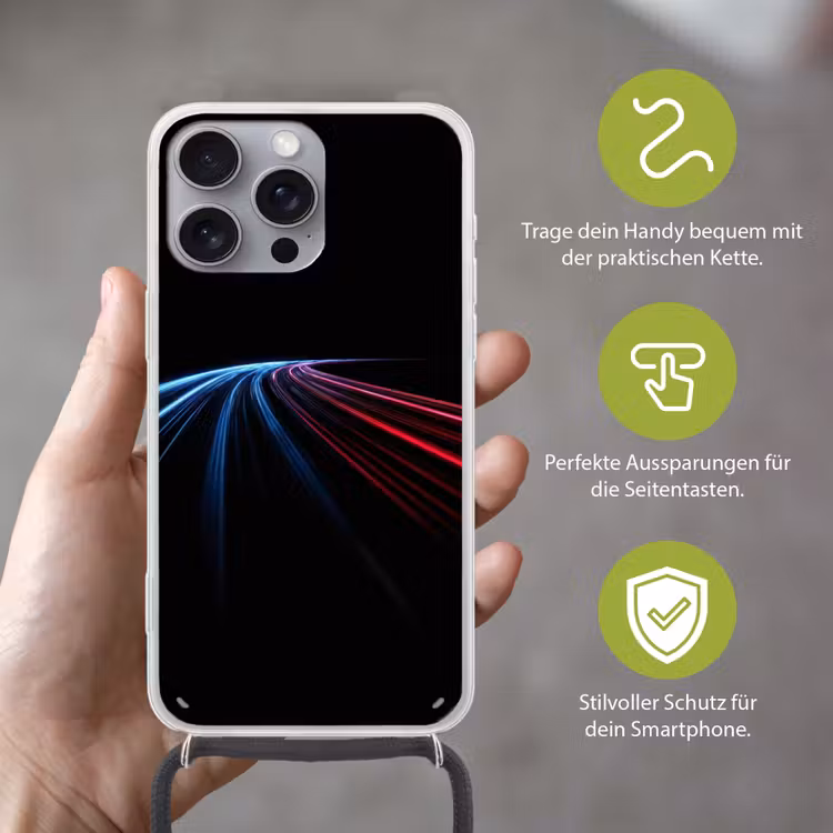 Gaming - Strepen - Gebogen - Blauw Hoesje iPhone 16 Pro Max met koord klein -sfeer2_DE
