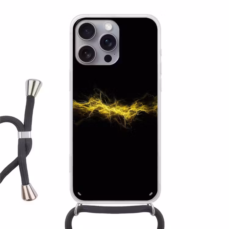 Gaming - Elektriciteit - Geel - Energie Hoesje iPhone 16 Pro Max met koord klein -3d