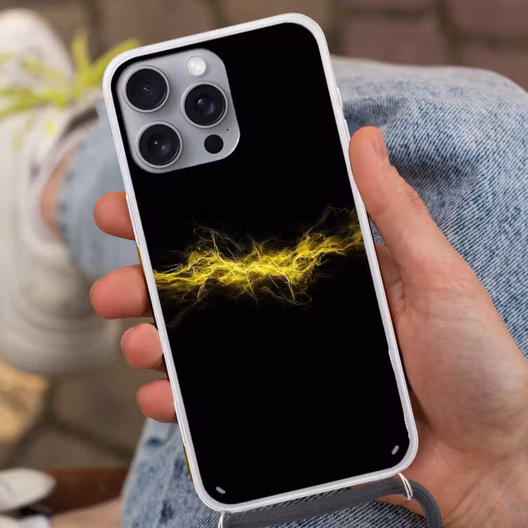 Gaming - Elektriciteit - Geel - Energie Hoesje iPhone 16 Pro Max met koord klein -sfeer3