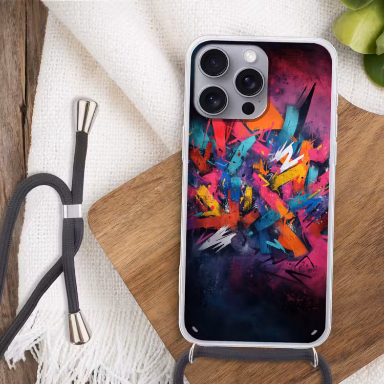 Abstract - Explosie - Neonkleuren Hoesje iPhone 16 Pro Max met koord klein -sfeer4