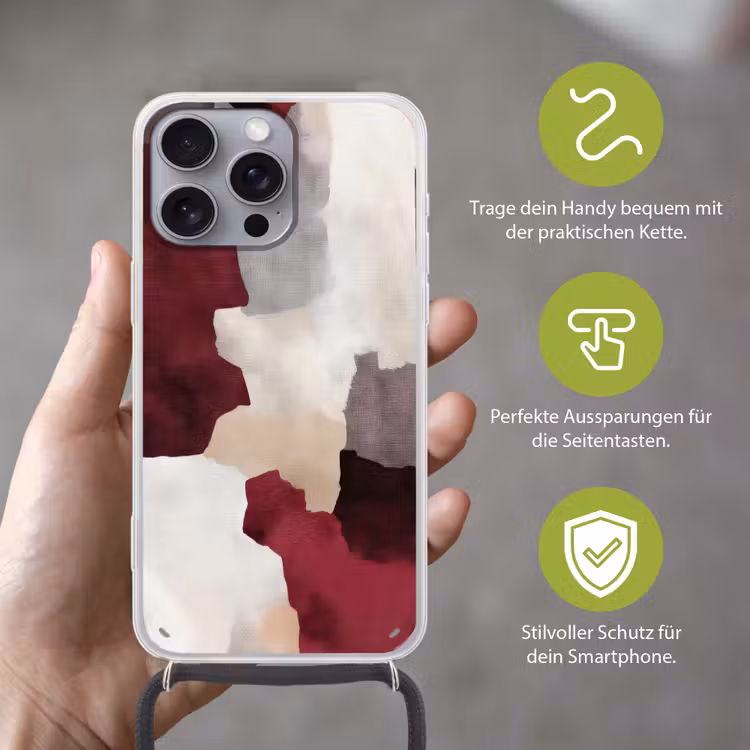 Abstract - Kleurbakken - Rood Hoesje iPhone 16 Pro Max met koord klein -sfeer2_DE