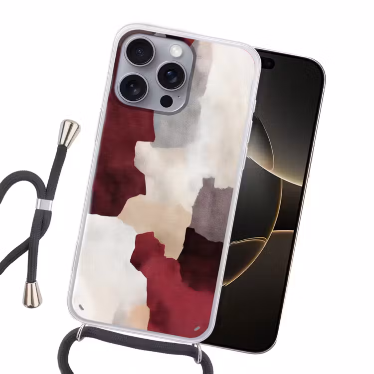 Abstract - Kleurbakken - Rood Hoesje iPhone 16 Pro Max met koord klein -sfeer1
