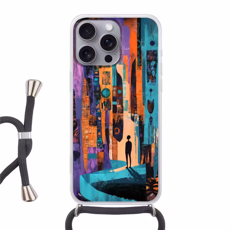 Abstract - Figuren - Kleurrijk Hoesje iPhone 16 Pro Max met koord klein -3d