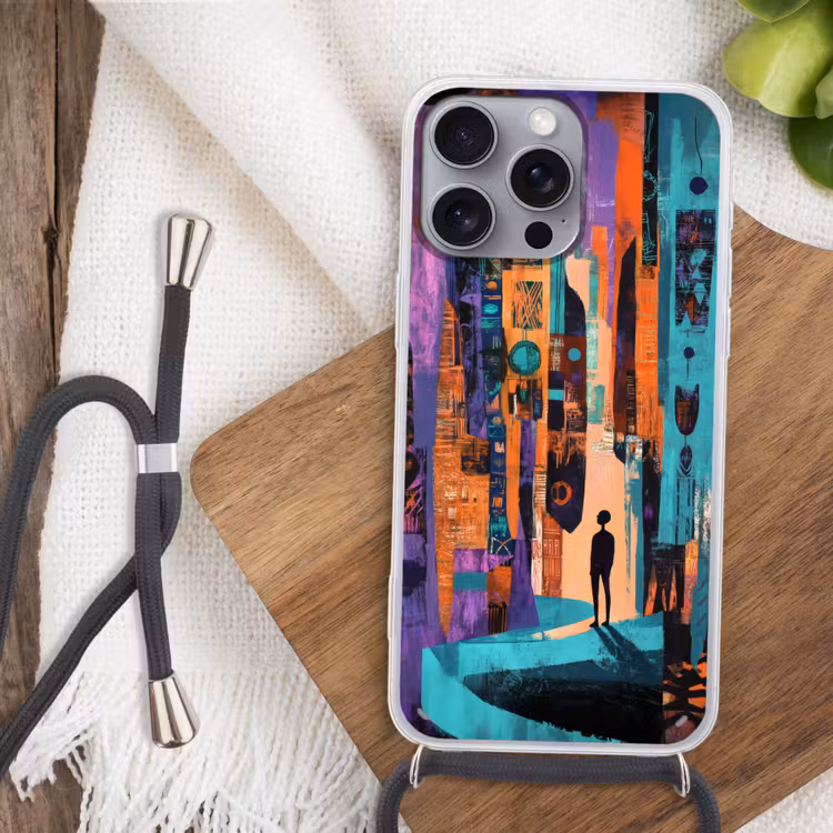 Abstract - Figuren - Kleurrijk Hoesje iPhone 16 Pro Max met koord klein -sfeer4