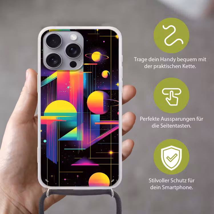 Abstract - Vormen - Kleurrijk - Lijnen Hoesje iPhone 16 Pro Max met koord klein -sfeer2_DE