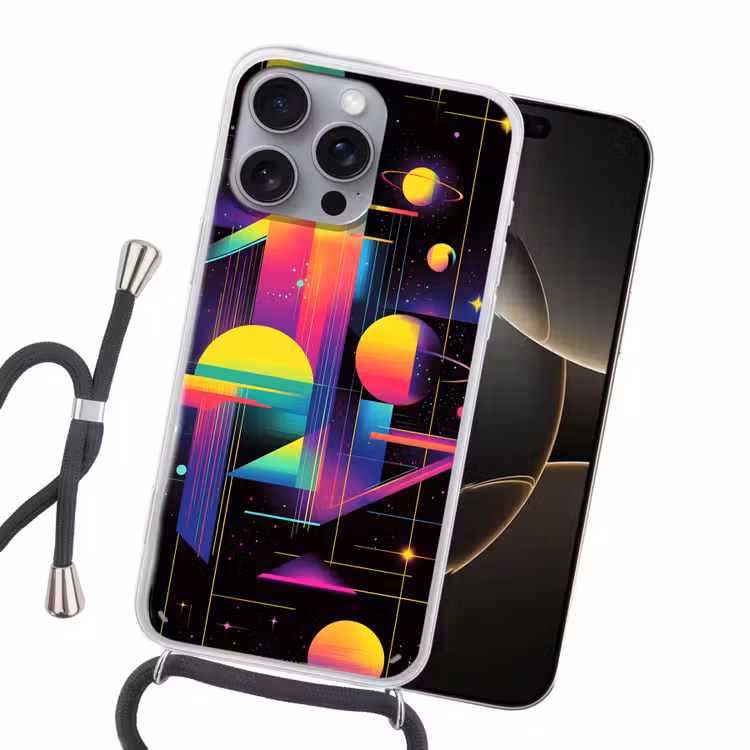 Abstract - Vormen - Kleurrijk - Lijnen Hoesje iPhone 16 Pro Max met koord klein -sfeer1