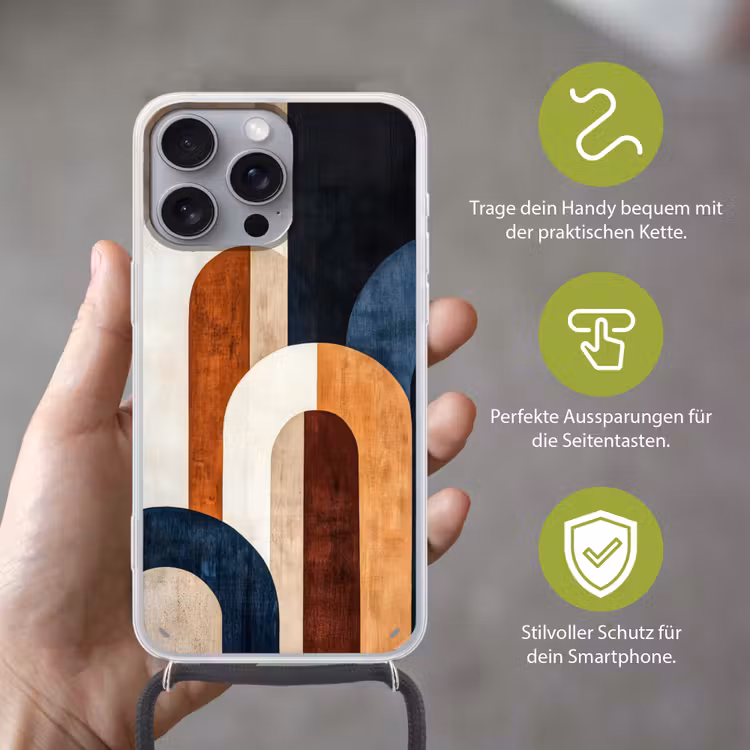 Abstract - Vormen - Donkerblauw Hoesje iPhone 16 Pro Max met koord klein -sfeer2_DE