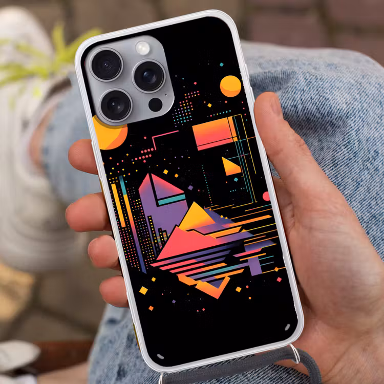 Abstract - Vormen - Lijnen - Kleurrijk Hoesje iPhone 16 Pro Max met koord klein -sfeer3