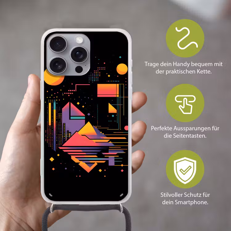 Abstract - Vormen - Lijnen - Kleurrijk Hoesje iPhone 16 Pro Max met koord klein -sfeer2_DE