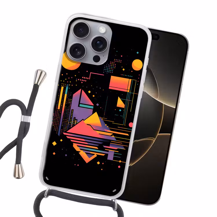 Abstract - Vormen - Lijnen - Kleurrijk Hoesje iPhone 16 Pro Max met koord klein -sfeer1