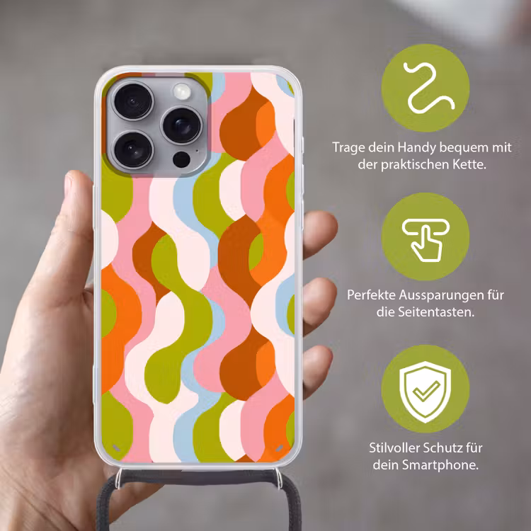 Abstract - Vormen - Roze Hoesje iPhone 16 Pro Max met koord klein -sfeer2_DE