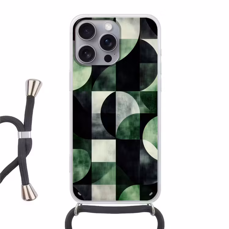 Abstract - Groen - Vormen Hoesje iPhone 16 Pro Max met koord klein -3d