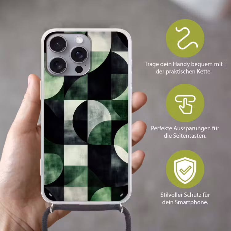 Abstract - Groen - Vormen Hoesje iPhone 16 Pro Max met koord klein -sfeer2_DE