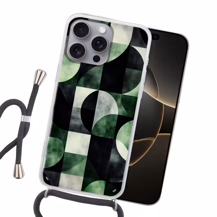 Abstract - Groen - Vormen Hoesje iPhone 16 Pro Max met koord klein -sfeer1