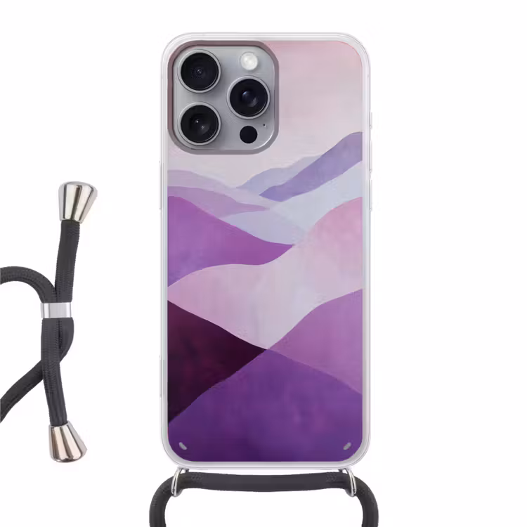 Abstract - Heuvels - Landschap - Paars Hoesje iPhone 16 Pro Max met koord klein -3d